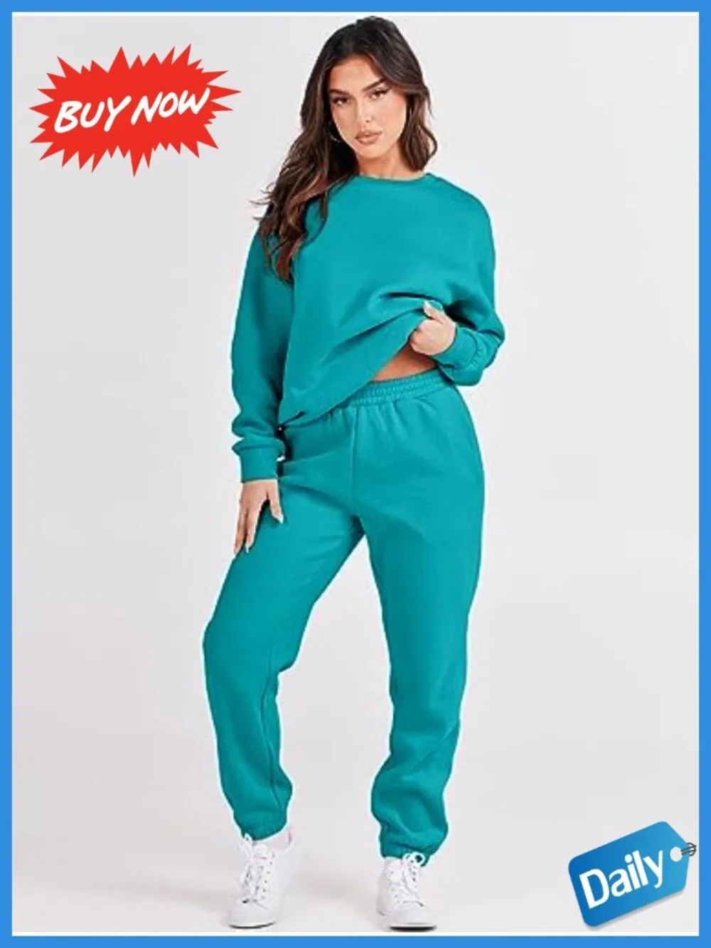 Womens Lounge Set 2 Piece Sweatsuit Jogger Pants Crewneck Sweatshirt